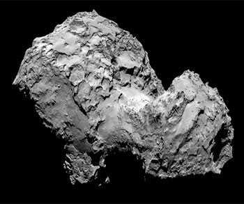  Imagen del cometa 67P/Churyumov-Gerasimenko obtenida el 3 de agosto, a 285 km de distancia, por la cámara llamada OSIRIS a bordo de Rosetta, tomada de http://www.nasa.gov/sites/default/files/comet_on_3_august_2014.png