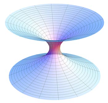  Visual representation of a Schwarzschild wormhole. Wormholes have never been observed, but they are predicted to exist through mathematical models and scientific theory. Imagen tomada de https://en.wikipedia.org/wiki/Theoretical_physics