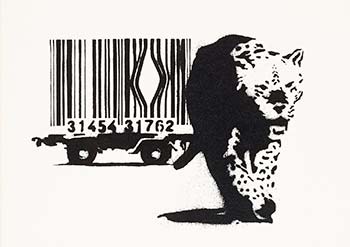 Barcode leopard, graffiti del artista Banksy