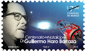 La imagen de la estampilla de Guillermo Haro la proporcionó Correos de México
