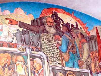Karl Marx en mural de Diego Rivera en el Palacio Nacional de México