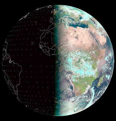 · Imagen: La Tierre durante el equinoccio de 2014. Tomado de European Organisation for the Exploitation of Meteorological Satellites (https://www.eumetsat.int/)