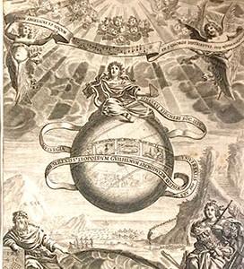 Athanasius Kircher. Musurgia Universalis, Roma, 1650. “Pitágoras señala la forja que le inspiró su teoría. Los herreros martillean el metal en el interior de una oreja, sobre cuya —con martillo y yunque—, diserta larga- mente Athanasius Kircher. Para el neoplatónico Boecio, teórico de la música (s. V d. C.), la terrenal es sólo un reflejo de la , la música de las esferas celestes, representada aquí por la esfera central. Ésta es, a su vez, un eco lejano de la música divina de los nueve coros de ángeles”.