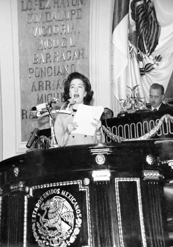 María de los Ángeles Grant Munive en la tribuna del Congreso.