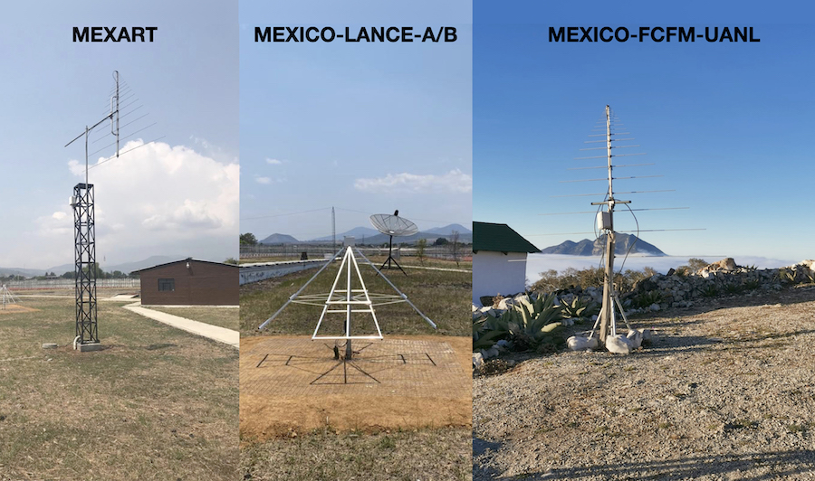 Imagen: REC-Mx: MEXART y MEXICO-LANCE-A/B, en el municipio de Coeneo, Michoacán; MEXICO-FCFM-UANL, en la Sierra de Iturbide, Nuevo León.